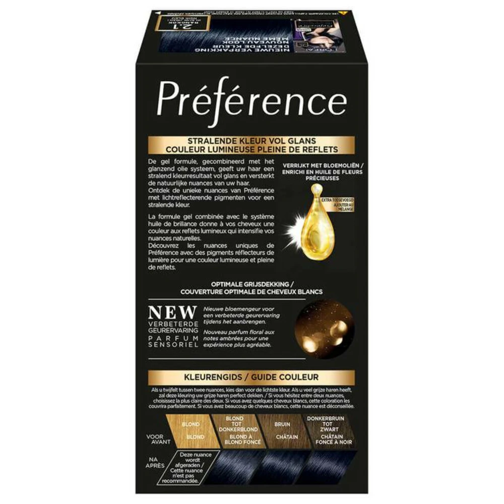 L'Oreal Lu0027Oréal Preference Haarkleuring 2.1 Bangkok - Blauw Zwart 3 L'Oreal Lu0027Oréal Preference Haarkleuring 2.1 Bangkok - Blauw Zwart - Afbeelding 3
