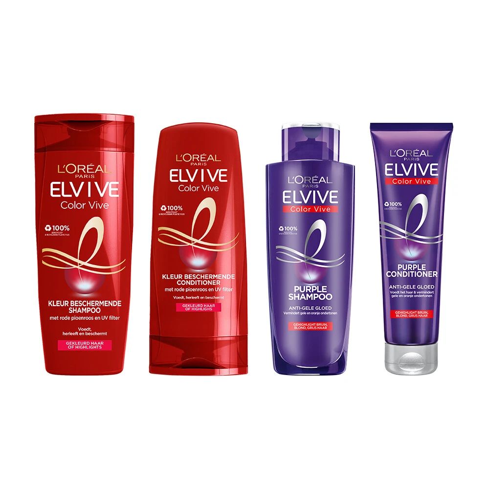 L'Oreal Lu0027Oréal Elvive Color Vive Shampoo, Conditioner, Purple Shampoo & Purple Conditioner Pakket 1 L'Oreal Lu0027Oréal Elvive Color Vive Shampoo, Conditioner, Purple Shampoo & Purple Conditioner Pakket