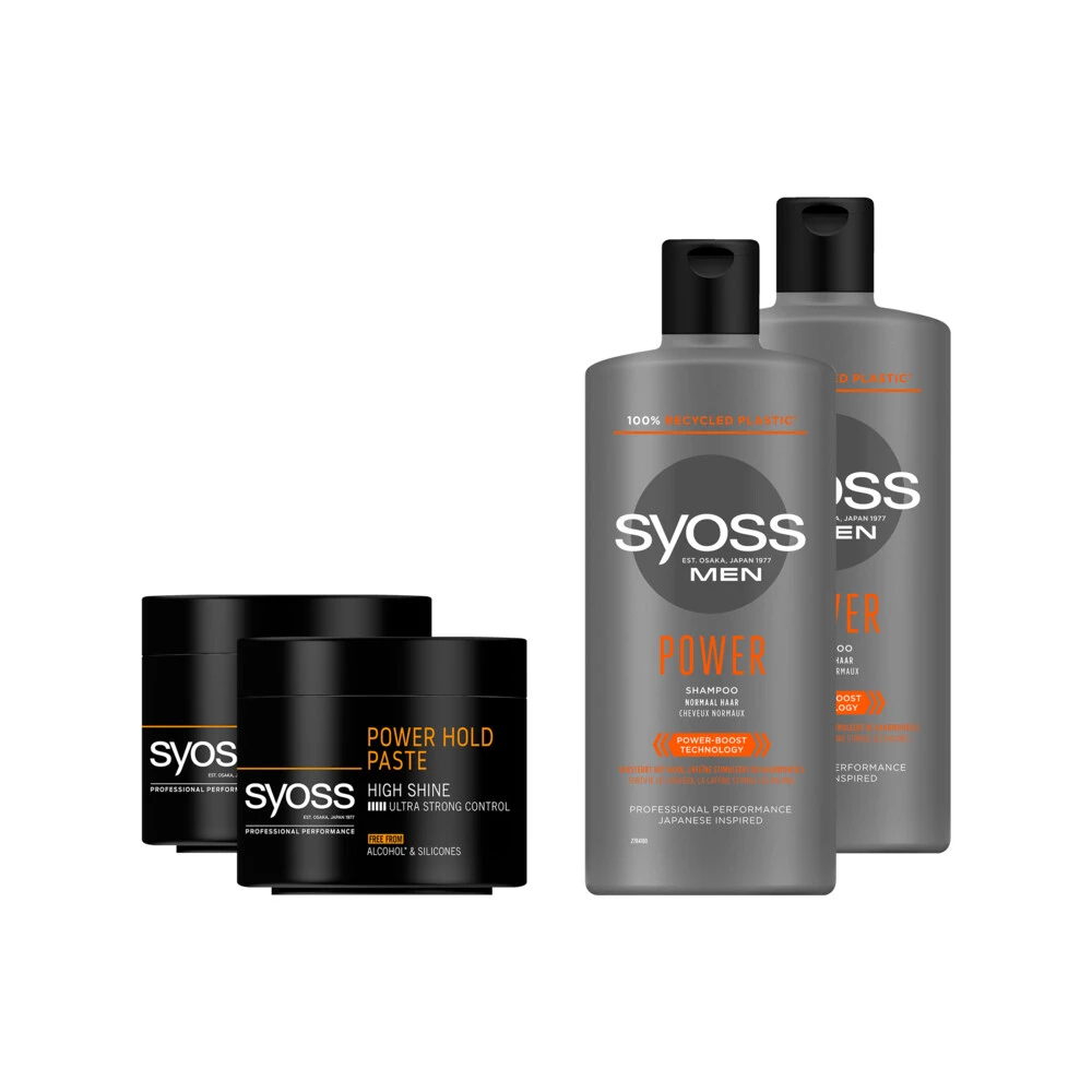 Syoss Men Power Hold Styling Paste & Shampoo Men Power Pakket 1 Syoss Men Power Hold Styling Paste & Shampoo Men Power Pakket