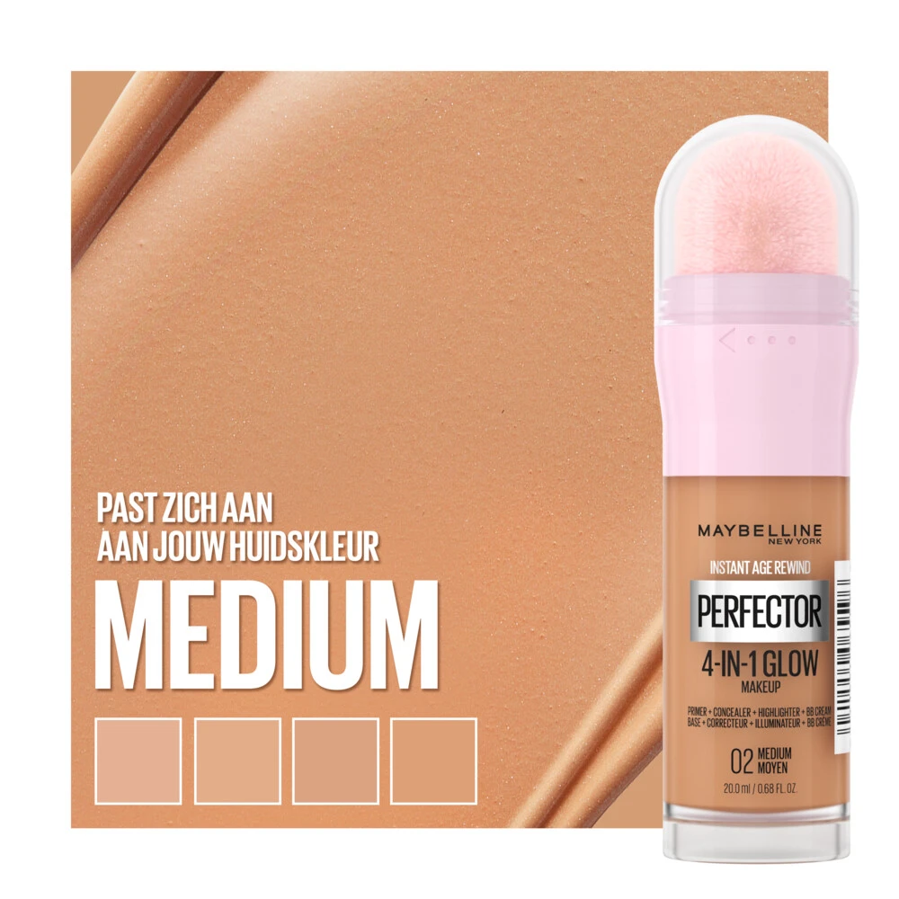 Maybelline Instant Anti-Age Perfector 4-in-1 Glow Medium - Primer, Concealer, Highlighter En BB-Cream In één 3 Maybelline Instant Anti-Age Perfector 4-in-1 Glow Medium - Primer, Concealer, Highlighter En BB-Cream In één - Afbeelding 3