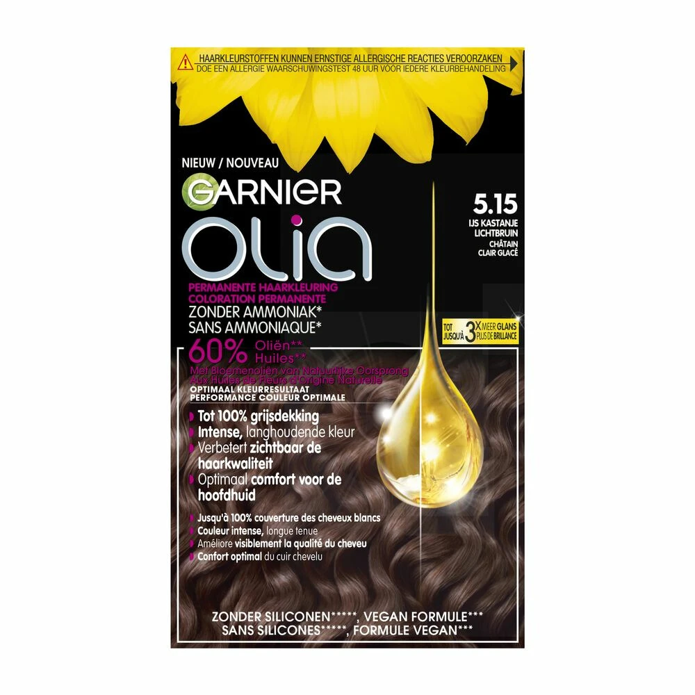 Garnier Olia Haarverf 5.15 - Kastanje Lichtbruin 1 Garnier Olia Haarverf 5.15 - Kastanje Lichtbruin