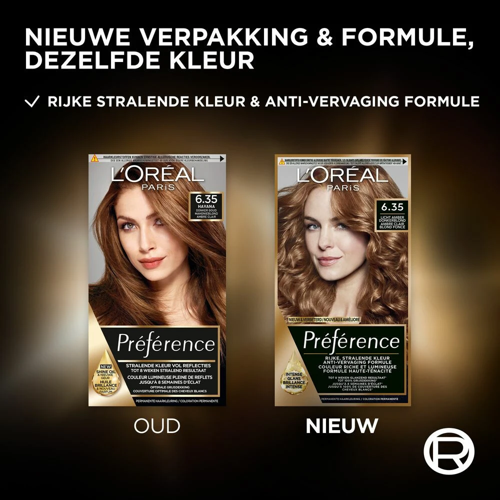 L'Oreal Lu0027Oréal Preference Haarkleuring 6.35 Havana - Donker Goud Mahonie Blond 4 L'Oreal Lu0027Oréal Preference Haarkleuring 6.35 Havana - Donker Goud Mahonie Blond - Afbeelding 4