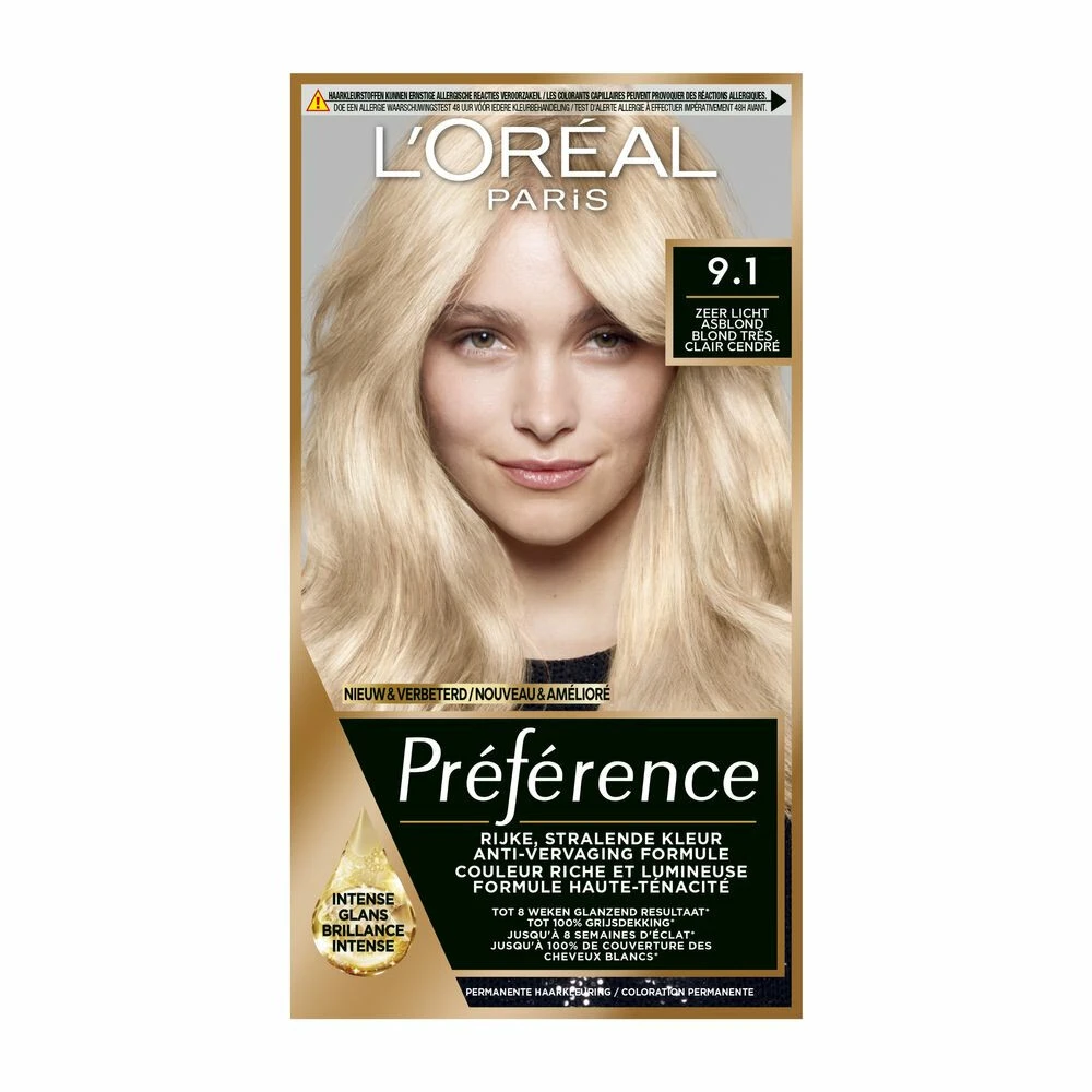 L'Oreal Lu0027Oréal Preference Haarkleuring 9.1 Viking - Zeer Licht Asblond 1 L'Oreal Lu0027Oréal Preference Haarkleuring 9.1 Viking - Zeer Licht Asblond