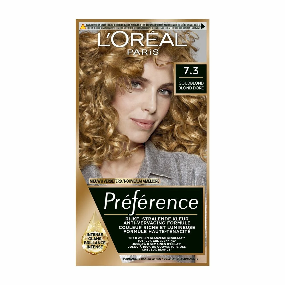 L'Oreal Lu0027Oréal Preference Haarkleuring 7.3 Floride - Goudblond 1 L'Oreal Lu0027Oréal Preference Haarkleuring 7.3 Floride - Goudblond